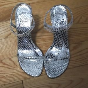 Stuart Weitzman Strappy Silver Heels